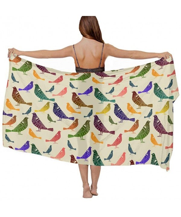 Women Girl Fashion Chiffon Scarf Bikini Cover Up Summer Beach Sarong Wrap - Rainbow Parakeets Budgies - CA19C4MM522 $25.22-Co...