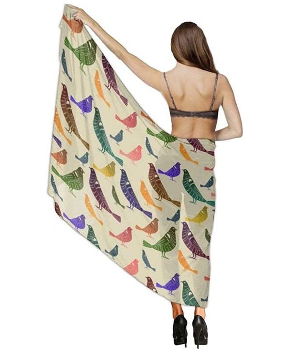 Women Girl Fashion Chiffon Scarf Bikini Cover Up Summer Beach Sarong Wrap - Rainbow Parakeets Budgies - CA19C4MM522 $25.22-Co...