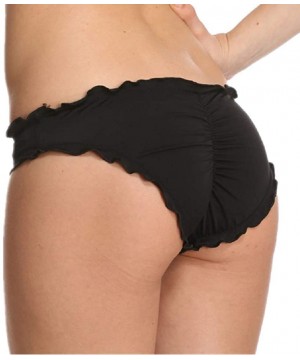 Sexy Women's Ruffle Wavy Brazilian Bikini Bottom Hipster Swimsuit - Black - CR12DM90K25 $13.93-Bottoms