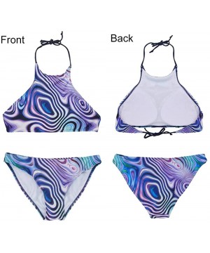 Women Bikini Set Swimwear 3D Print Tie Halter Padding 2 Piece Summer Beach Swimsuit High Neck - Starfish - C3195TWNQ5S $17.62...