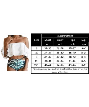 Women's Two Pieces Off Shoulder Ruffled Flounce Swimsuits High Waisted Bottoms Bikini Sets - Red - CD18SOM7N6Y $13.60-Sets