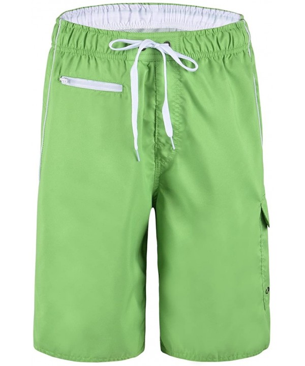 Men's Beachwear Swim Trunks Quick Dry Zipper Pockets with Lining - Deep Green - CW185LX82RZ $8.29-Trunks