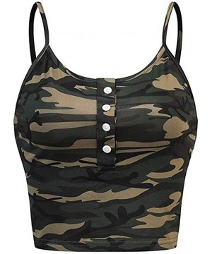 2020 Summer Womens Camisole Sleeveless Striped Button Camis Spaghetti Strappy Bowknot Crop Tank Tops Vests 0610 Camo 0 - CK19...