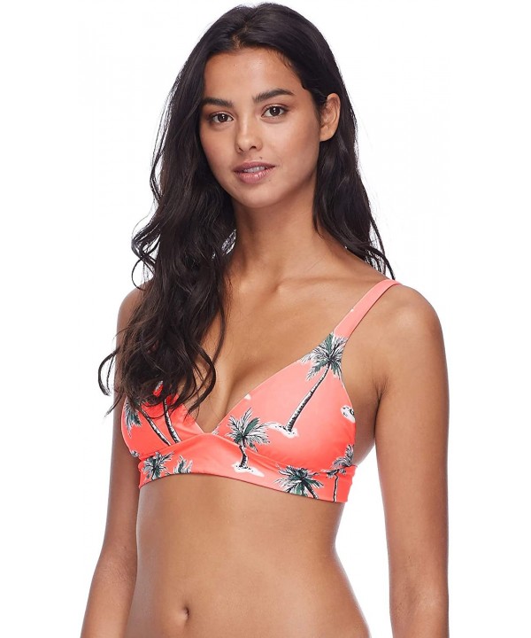 Women's Makayla Fixed Triangle Bikini Top Swimsuit - Blush Palm Print - C918ZQCEOZ9 $20.07-Tops