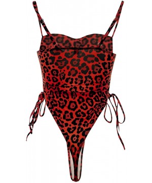 Womens Sexy High Waist One Piece Swimsuit Tummy Control Swimwear - Leopard 2 - CH195XRAQAQ $24.43-Sets