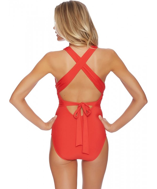 Athena - Finesse Halter One Piece Swimsuit - Red - CF12N1ZP9BX $41.27-One-Pieces