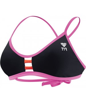 Women's Solid Pacific Tieback Top - Black/Pink - CI184YT85LU $17.68-Racing