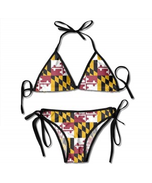 Maryland Flag Padded Push Up Bikini Set Two Piece Swimsuit Beach Bathing Suits for Women Girls Sexy - C2199E64MLL $17.66-Sets