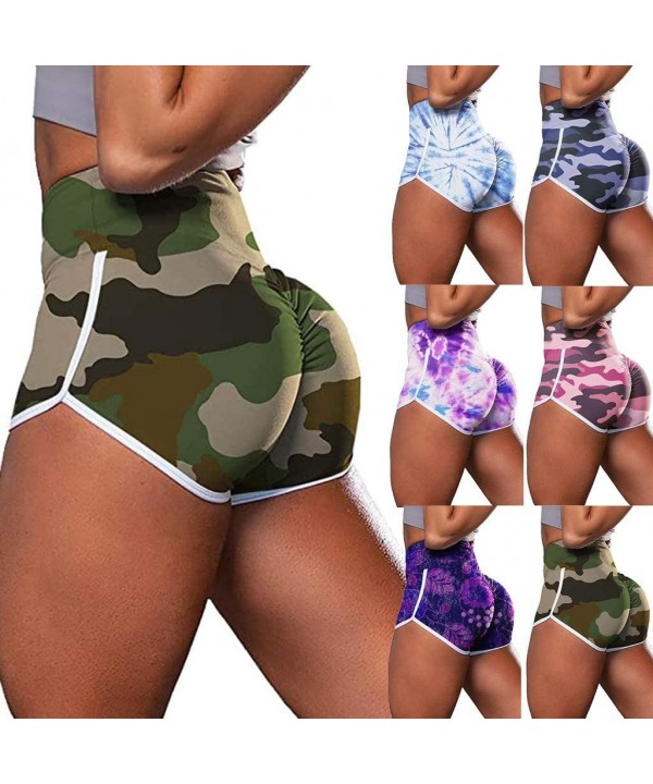 Yoga Shorts for Women High Waist-High Waisted Camo Yoga Shorts Sports Gym Ruched Butt Lifting Workout Running Hot Leggings - ...