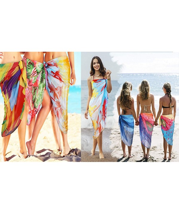 Women's Swimwear Cover Ups Chiffon Beach Swimsuit Bikini Sarong Long Pareo Spa Wrap Skirts Scarf Shawl for Women Girls - Wate...