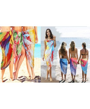 Women's Swimwear Cover Ups Chiffon Beach Swimsuit Bikini Sarong Long Pareo Spa Wrap Skirts Scarf Shawl for Women Girls - Wate...