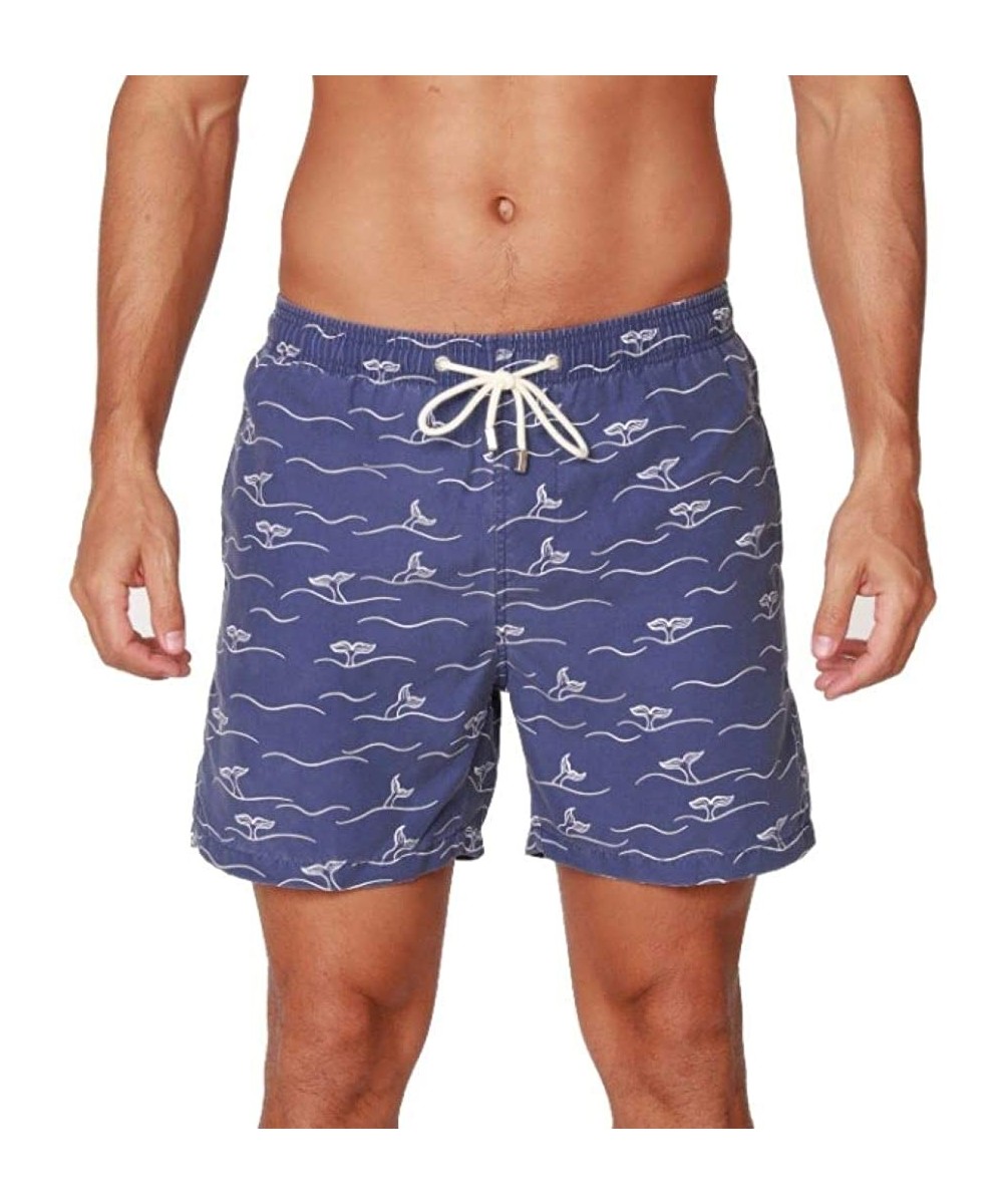 Performance Men's Quick Dry SPF50+ Swim Trunks Water Shorts Swimsuit Beach Shorts with Mesh Lining - Whales - C2194RQR5R2 $33...