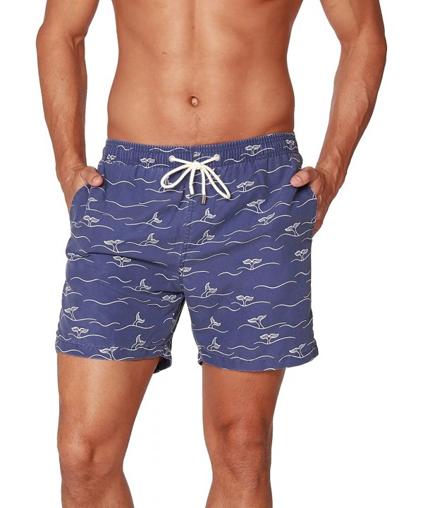 Performance Men's Quick Dry SPF50+ Swim Trunks Water Shorts Swimsuit Beach Shorts with Mesh Lining - Whales - C2194RQR5R2 $33...