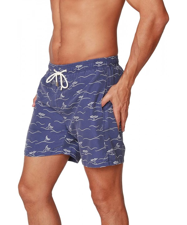 Performance Men's Quick Dry SPF50+ Swim Trunks Water Shorts Swimsuit Beach Shorts with Mesh Lining - Whales - C2194RQR5R2 $33...