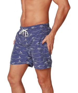 Performance Men's Quick Dry SPF50+ Swim Trunks Water Shorts Swimsuit Beach Shorts with Mesh Lining - Whales - C2194RQR5R2 $33...