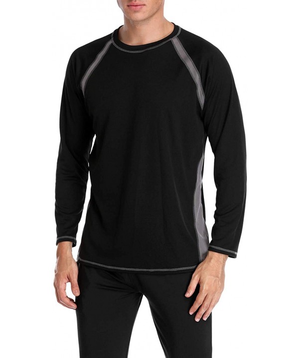 Men's Long Sleeve Rashguard Sun Shirt UV Protect Athletic Shirts UPF 50 - Black/Gray - CY18MD5U7AT $15.05-Rash Guards