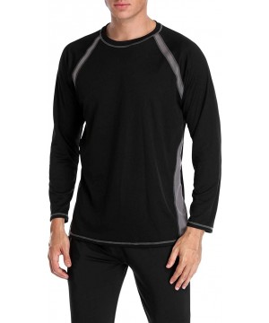 Men's Long Sleeve Rashguard Sun Shirt UV Protect Athletic Shirts UPF 50 - Black/Gray - CY18MD5U7AT $15.05-Rash Guards