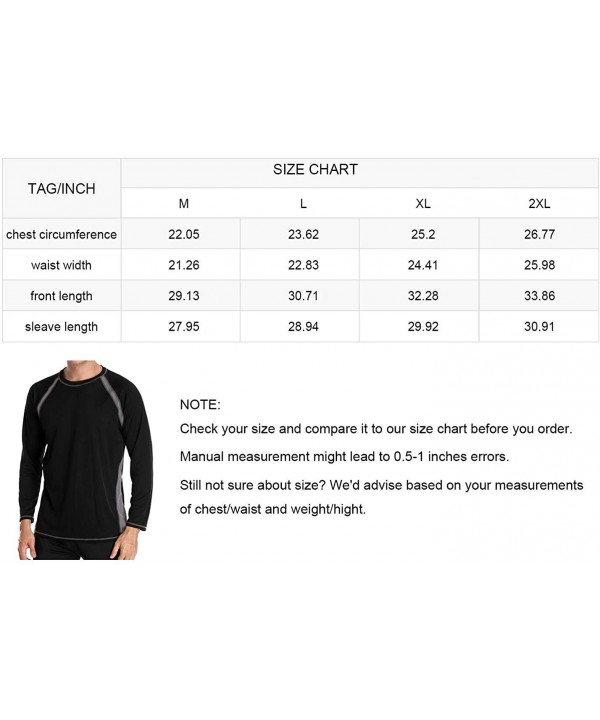 Men's Long Sleeve Rashguard Sun Shirt UV Protect Athletic Shirts UPF 50 - Black/Gray - CY18MD5U7AT $15.05-Rash Guards