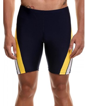 Men`s Compression Swimwear Rapid Swim Splice Quick Dry Jammer Swimsuit 30-40 Size - Navy/Gold - C517YEO6MYT $20.16-Racing