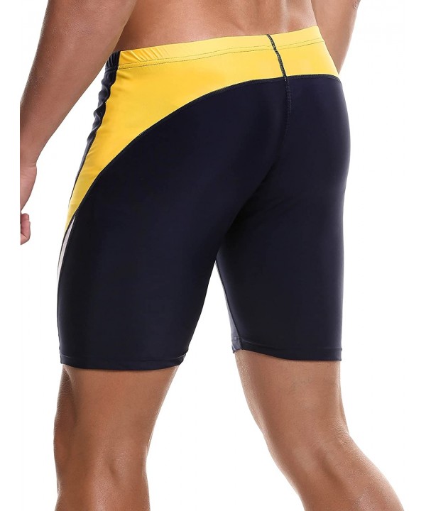 Men`s Compression Swimwear Rapid Swim Splice Quick Dry Jammer Swimsuit 30-40 Size - Navy/Gold - C517YEO6MYT $20.16-Racing