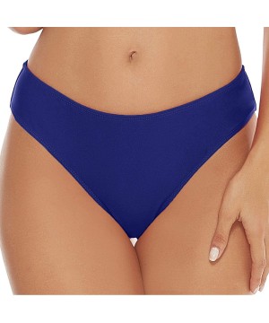 Women Retro Sexy Brazilian Cut Bikini Bottom Hipster Low Rise Swim Brief - Navy Blue - CD192E7HT0U $16.70-Bottoms