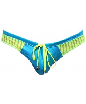 Men's Sexy Low Rise Mesh Thong Swim Briefs - Light Blue - CJ11XK8YJ2L $13.55-Briefs