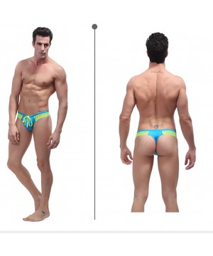 Men's Sexy Low Rise Mesh Thong Swim Briefs - Light Blue - CJ11XK8YJ2L $13.55-Briefs