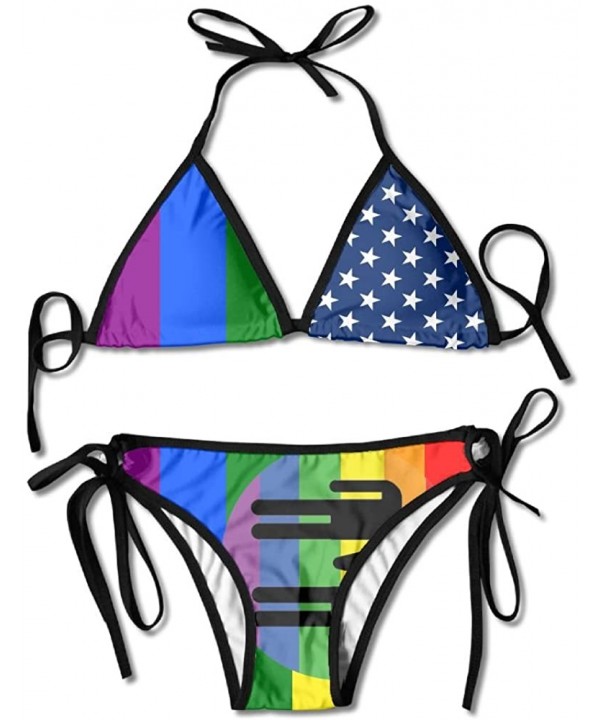 LGBT & Gay Pride Ally Flag Swimwear Cool Skimpy Womens Sexy Modest Bikini - Black - CS18DXTGIK4 $18.83-Sets