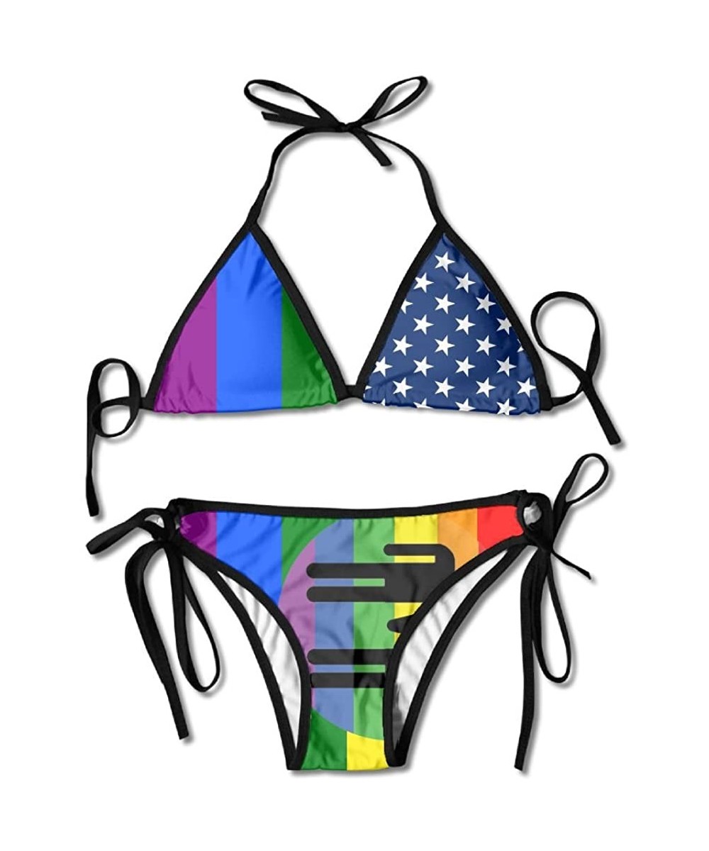 LGBT & Gay Pride Ally Flag Swimwear Cool Skimpy Womens Sexy Modest Bikini - Black - CS18DXTGIK4 $18.83-Sets