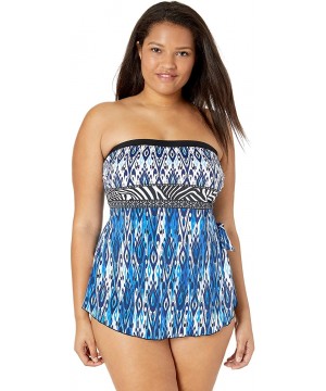 Women's Bandeau Sarong One Piece Swimsuit - Navy//Safari - CP18KN3NL08 $37.25-One-Pieces