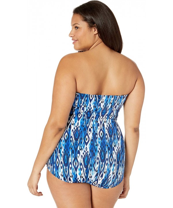 Women's Bandeau Sarong One Piece Swimsuit - Navy//Safari - CP18KN3NL08 $37.25-One-Pieces