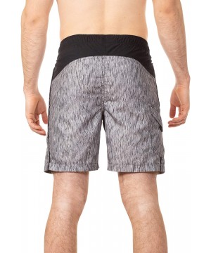 Mens Relaxed Fit Sand Piper Solid Color Block Boardshorts Swim Trunks Bathing Suit- UPF 50+ - Spacedye Black/Black - C218OA7W...