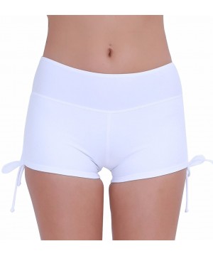 Women's Swim Brief Beach Boy Shorts Swimwear with Adjustable Ties - White - CK17YZ9U40S $12.35-Board Shorts