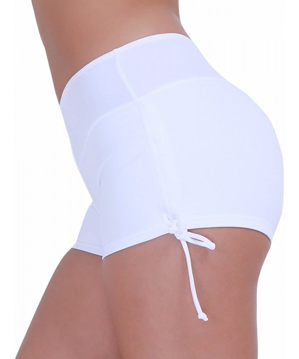 Women's Swim Brief Beach Boy Shorts Swimwear with Adjustable Ties - White - CK17YZ9U40S $12.35-Board Shorts