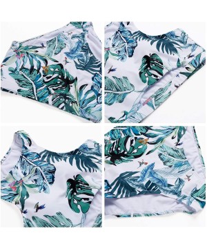 Women's Crop Top High Waisted Bikini Set Swimsuit Print Two Piece Bathing Suit - Leaf - CQ18U7IM6IR $28.77-Sets