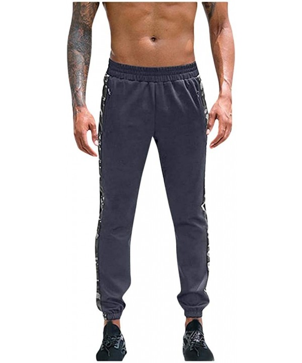 Men Sports Fitness Camouflage Print Bodybuilding Flexible Long Pants Trousers Sweatpants Running Jogger Pants - Gray - CJ192K...