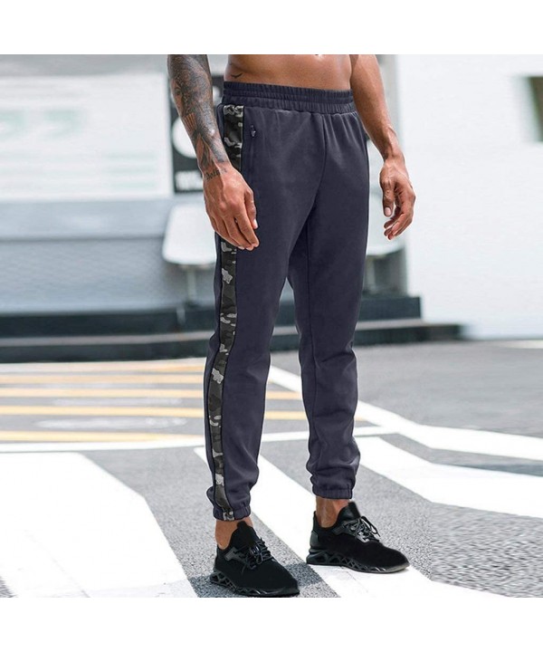 Men Sports Fitness Camouflage Print Bodybuilding Flexible Long Pants Trousers Sweatpants Running Jogger Pants - Gray - CJ192K...