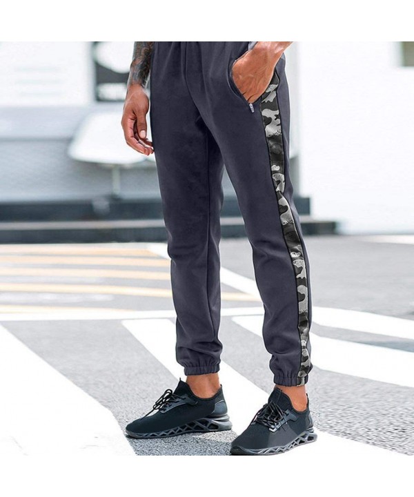 Men Sports Fitness Camouflage Print Bodybuilding Flexible Long Pants Trousers Sweatpants Running Jogger Pants - Gray - CJ192K...