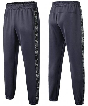 Men Sports Fitness Camouflage Print Bodybuilding Flexible Long Pants Trousers Sweatpants Running Jogger Pants - Gray - CJ192K...