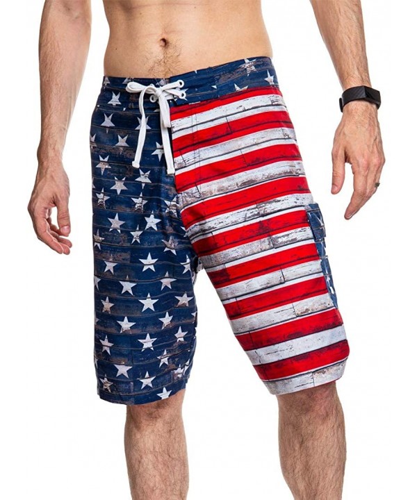 Men's USA Flag Boardshorts (Medium) - CD17X0K42AL $20.62-Board Shorts