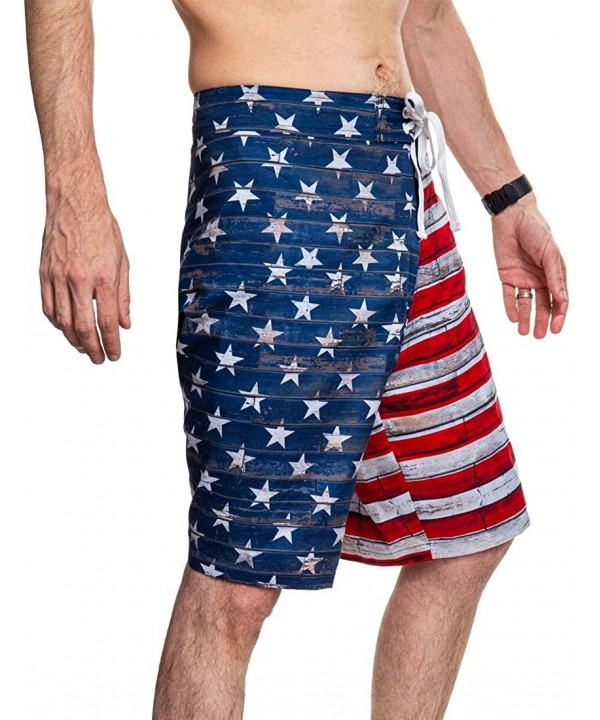 Men's USA Flag Boardshorts (Medium) - CD17X0K42AL $20.62-Board Shorts