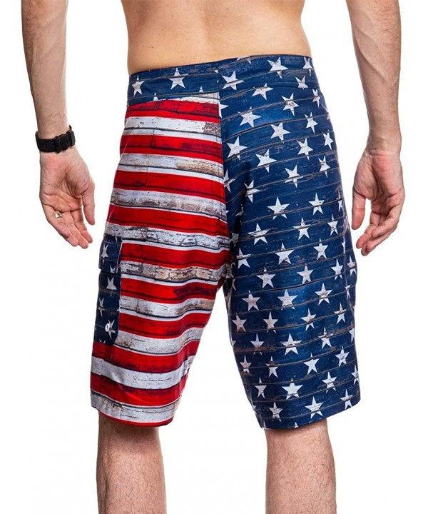 Men's USA Flag Boardshorts (Medium) - CD17X0K42AL $20.62-Board Shorts