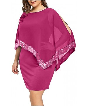 Women Business Plus Size Shawl Cold Shoulder Overlay Asymmetric Chiffon Strapless Dress Fashion Party Dresses Pink - CP18U505...