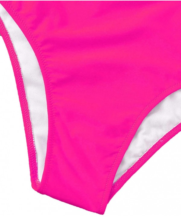 Women's One Piece Bathing Suits V Neck Tie Front Color Block Swimsuit Swimwear Monokini - Pink - CI192DAOO7E $15.50-One-Pieces