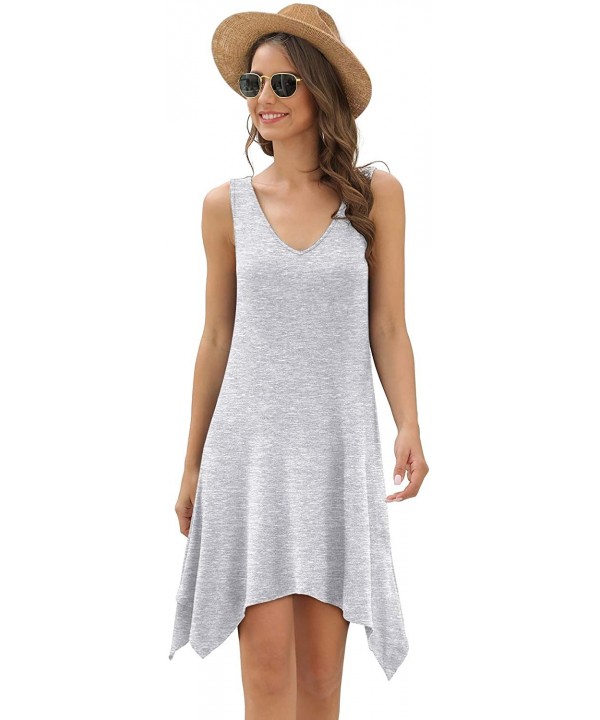 Women's Swimsuit Cover Ups Summer Swing Casual Beach Dress - Light Grey - CK199Q2OWYG $19.41-Cover-Ups