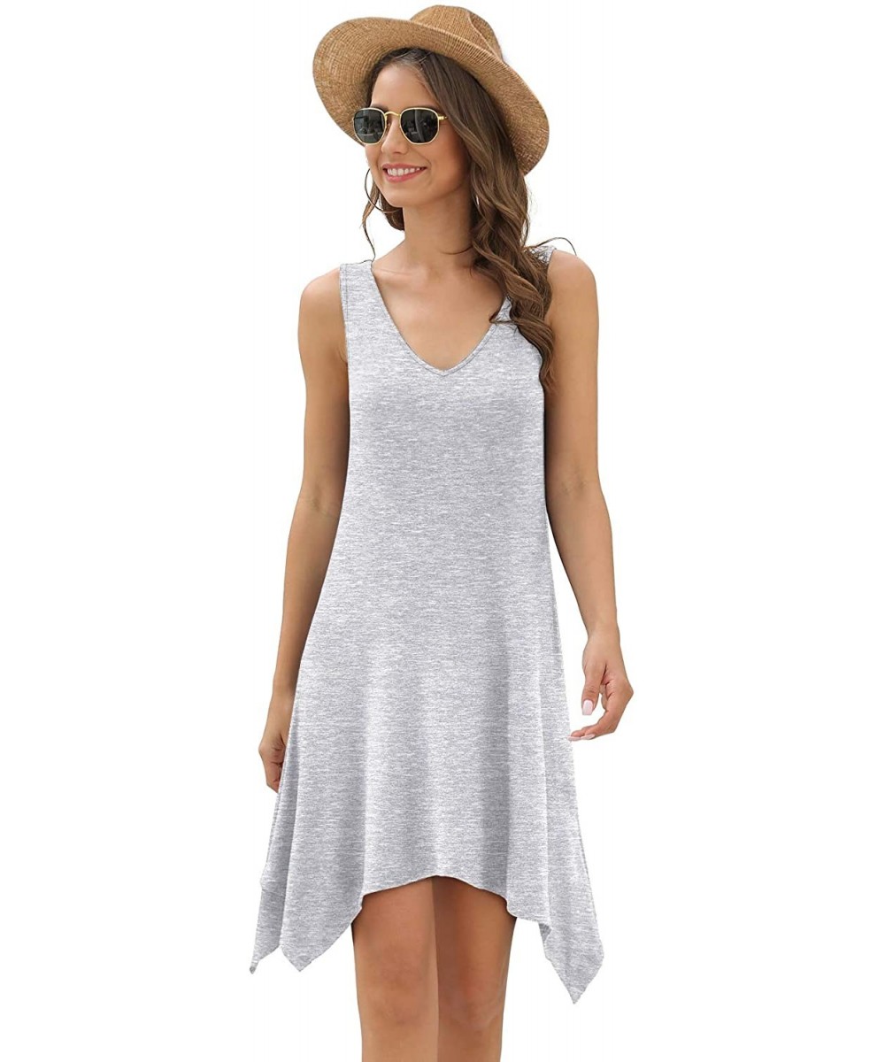 Women's Swimsuit Cover Ups Summer Swing Casual Beach Dress - Light Grey - CK199Q2OWYG $19.41-Cover-Ups