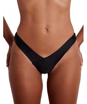 Women's Hot Summer Brazilian Beachwear Bikini Bottom Thong Swimwear - Black - CZ197QWCR6R $10.85-Tankinis