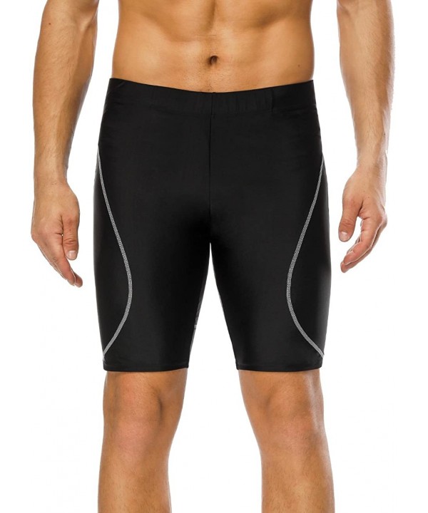 Men's Swim Trunks Surfing Sport Shorts Tights Jammer Swimsuit Black - Black/Grey - CT18D96RIEC $19.02-Board Shorts