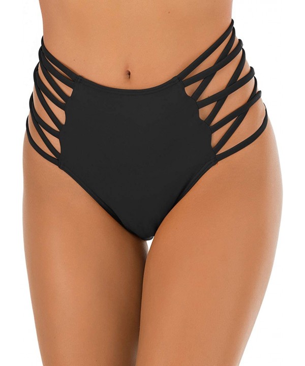 Women's Sexy Bikini Bottoms High Waisted Full Coverage Strappy Brief Tankini Swimsuit - Black - C4196ULLTU0 $12.82-Tankinis