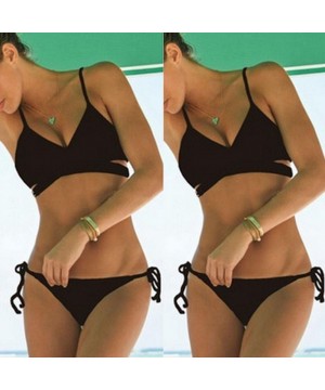 Women's Push Up Padded Bra Bandage Bikini Set Swimsuit Bathing Suit - Black - CM189L5QZ4C $8.00-Sets